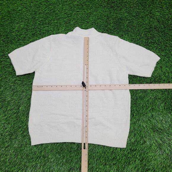 Vintage 90s MOD Sweater Womens Medium 20x23 White TanJay - Picture 5 of 12